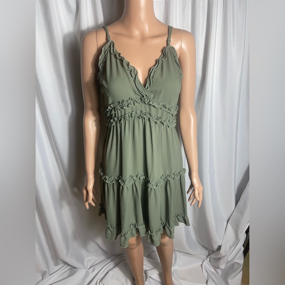 Inspired Hearts Green Ruffle Mini Dress